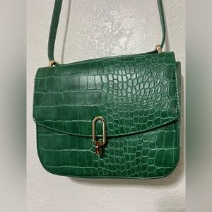 a new day Green Croc-Embossed Shoulder Bag